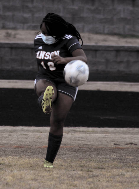 The Bearcats defense works aggressively to keep the ball out of the net during a home game.
Liz O’Connell | Anson Record