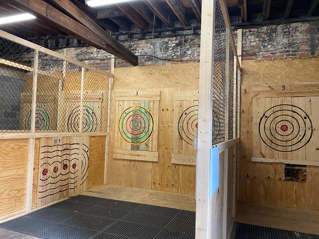 Photo courtesy of Stephanie Al-Zubaidy
This is the interior of the Hatchet House axe-throwing range.