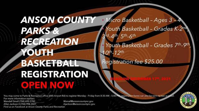 Youth basketball is open for registration.