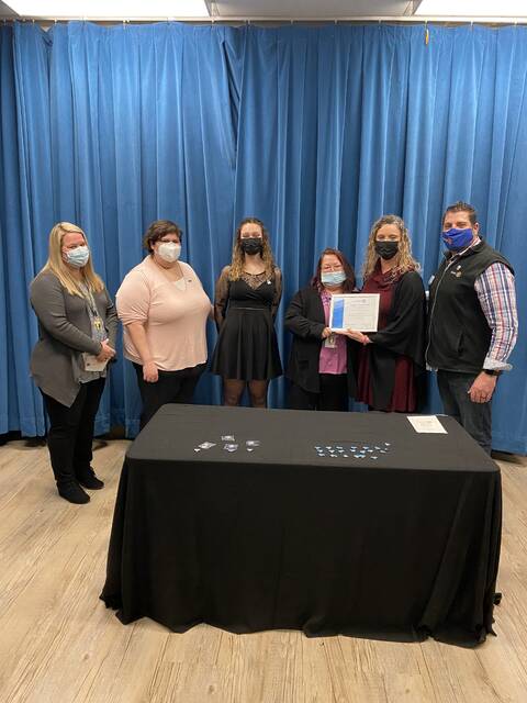 Carrie Decker- ACEC Principal, Caroline Goins-Assistant District Governor, Abbigal Wilson-ACEC Interact Club President, Rhonda Benton- ACEC Interact Advisor, Stephanie Wilson-Wadesboro Rotary Club President, Nico Iannelli- Rotary International District 7680 Governor
                                 Contributed photo