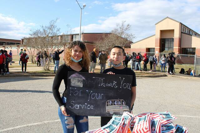 They celebrated with signs, food, and gifts.
                                 Contributed photo