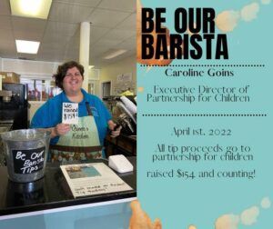 Coffee shop donating tips to Partnership for the Children