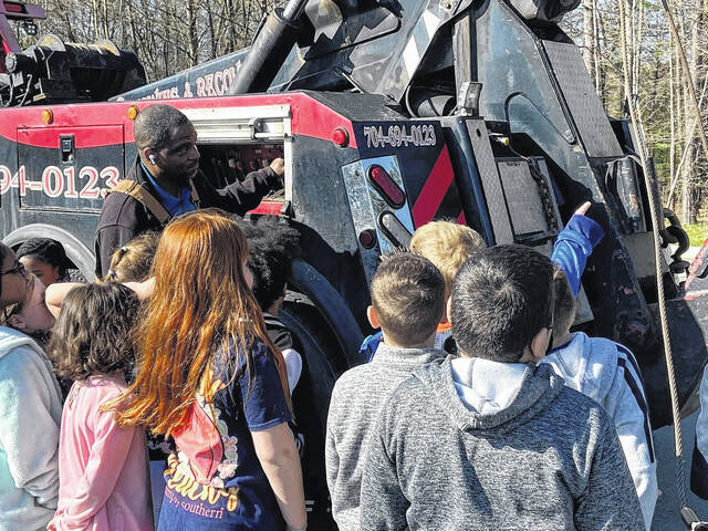 Students see a wrecker demonstration in real time.
                                 Contributed photo