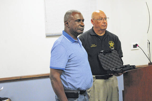 Sergeant Richard Flowers began his career in law enforcement with the Anson County Sheriffs Office in July of 2001 before officially retiring on July 28, 2023.
                                Thank you for the many years, I enjoyed serving Anson County… it was great.. thank you, said Flowers in response to a room full of well wishes and congratulation. Thank you for all the times you helped me… just wanted to say thank you for all the times we worked together, said Commissioner Bricken.
                                 Matthew Sasser | Daily Journal