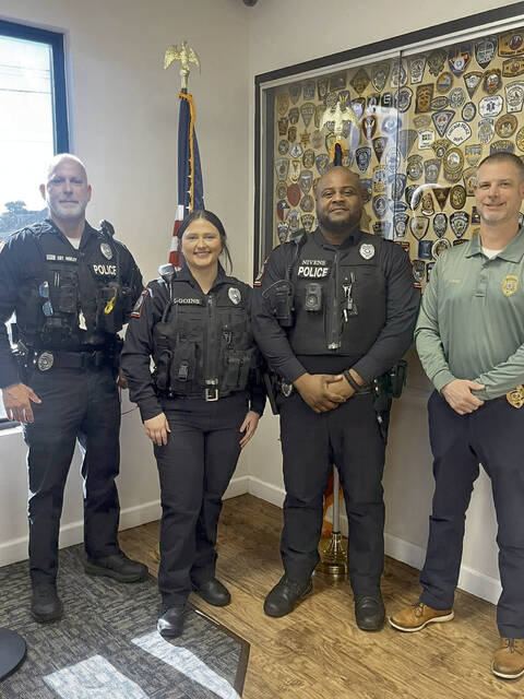 Pictured left to right; Sgt. Neely, Officer Goins, Officer Nivens, and Chief Brandon Chewning